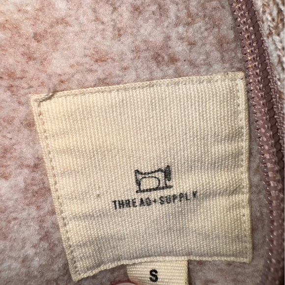 THREAD + SUPPLY, light pink, half-zip hoodie with drawstring for waist. Size S - Picture 2 of 2